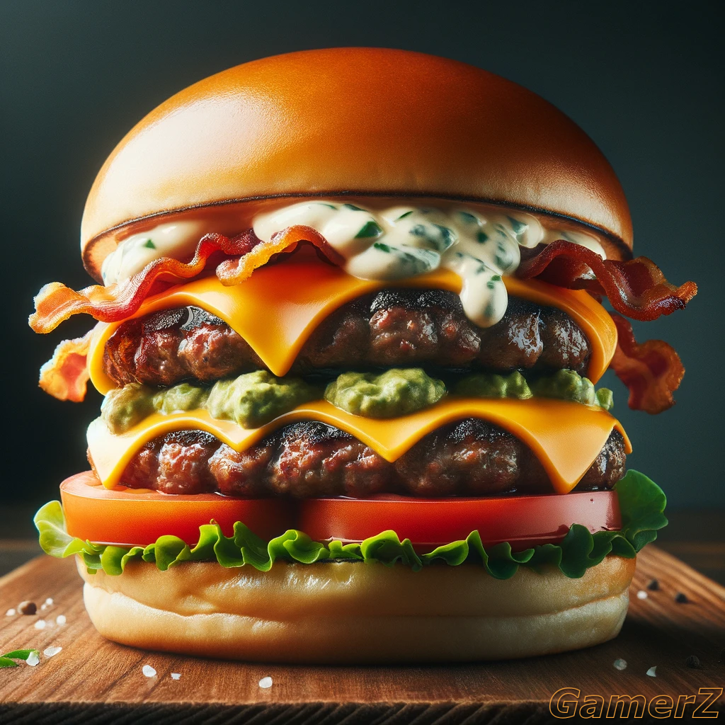 DALL·E 2023-11-13 18.14.44 - A gourmet burger with two beef patties, double cheese (cheddar an...png